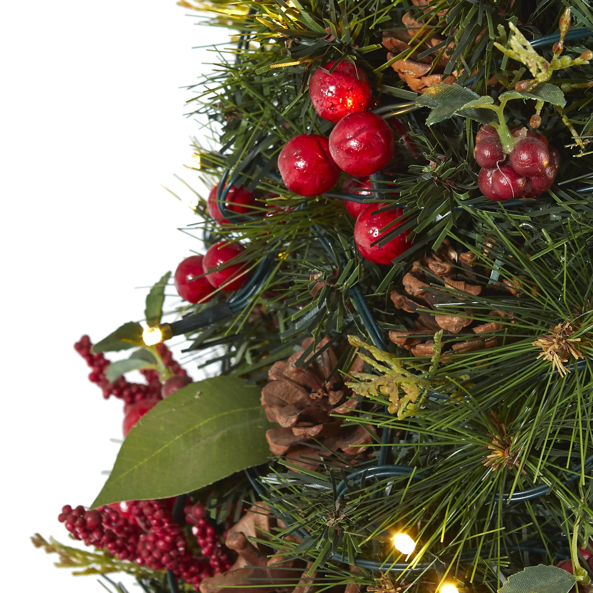 2' Mixed Berry and Pine Cone Artificial Christmas Tree with 35 Clear LED Lights