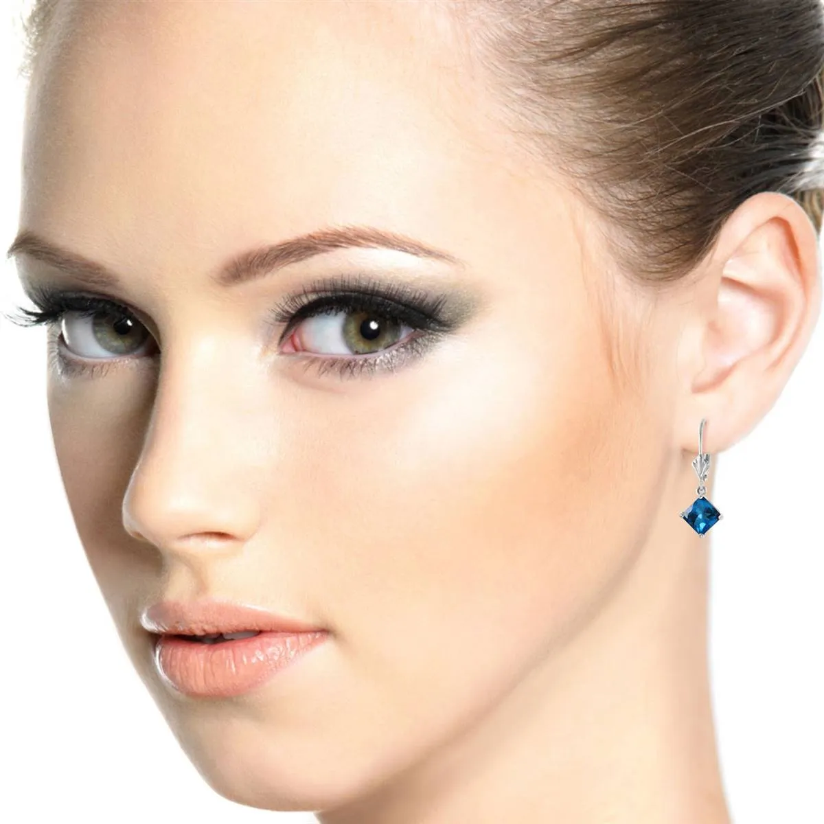 3.2 Carat 14K Solid White Gold Victoire Blue Topaz Earrings