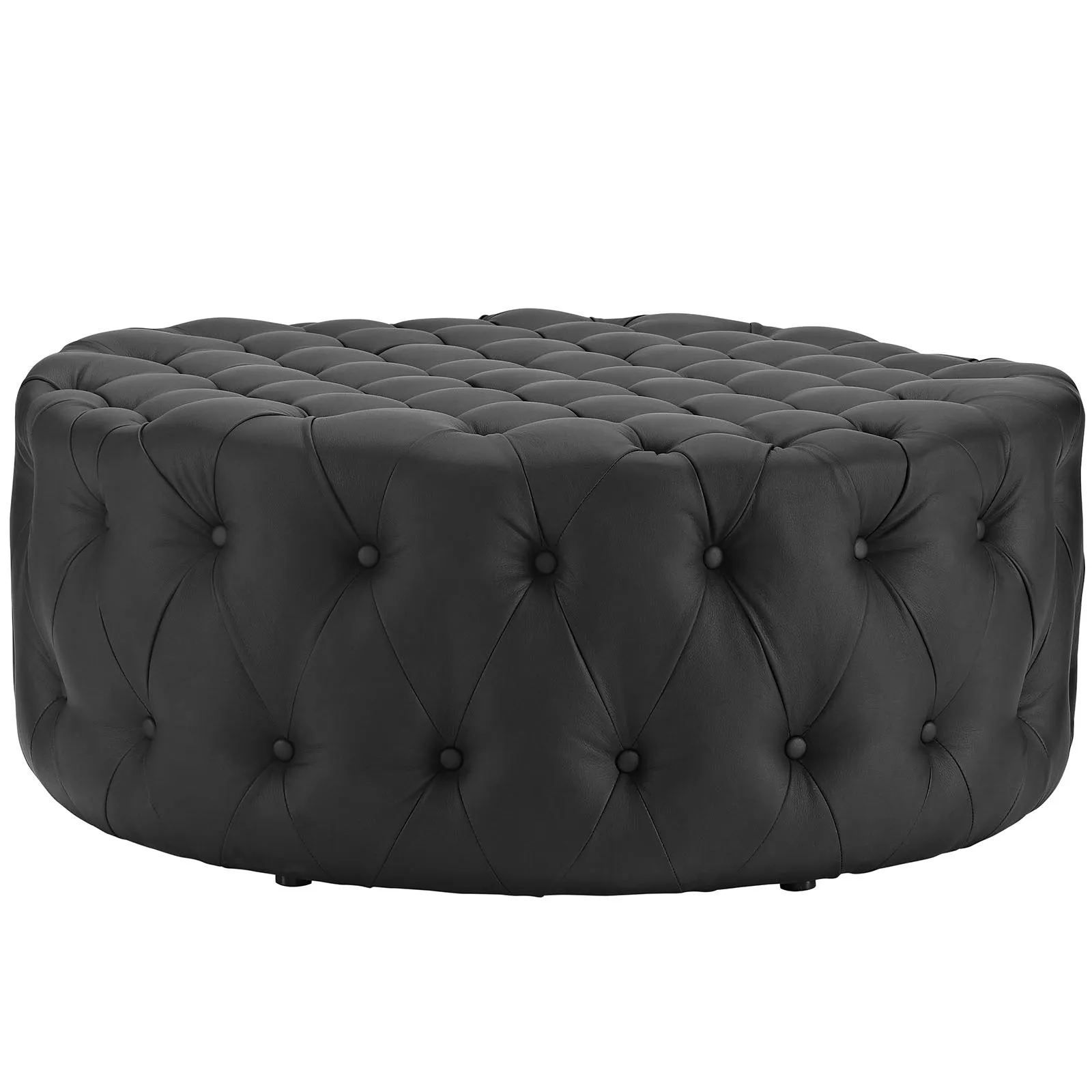Amour Upholstered Vinyl Ottoman Black EEI-2224-BLK