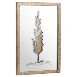 A/Q Metallic Brass Mirrored Pine Wall Art 40 x 60cm