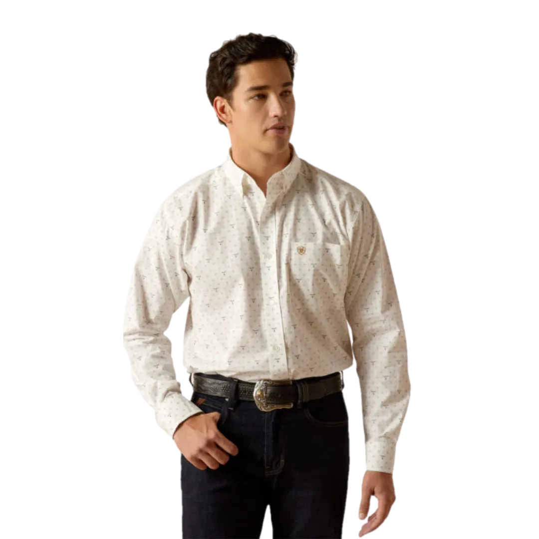 Ariat Men's Edmond Classic Fit White Button Down White Shirt