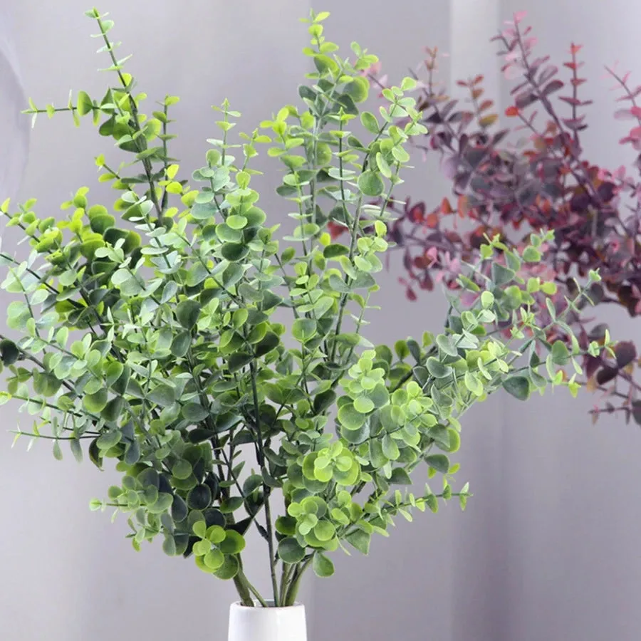 Artificial Plant Leaf Green Eucalyptus Branch For Garden Wall Decoration Home Artificial Fake Leaf Silk Christmas Decoration