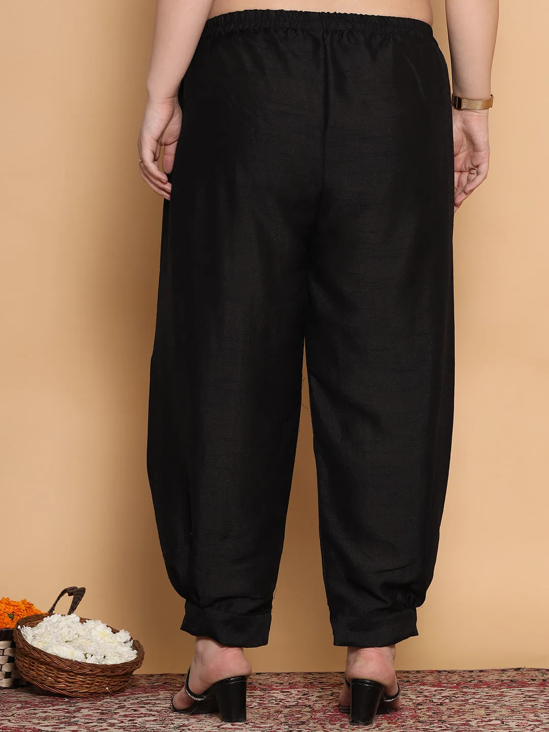 Black Silk Afghani Salwar