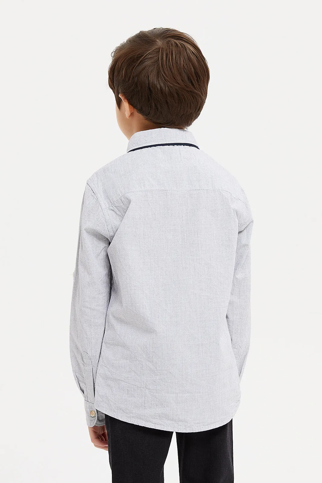Boys Blue Embroidered Shirt