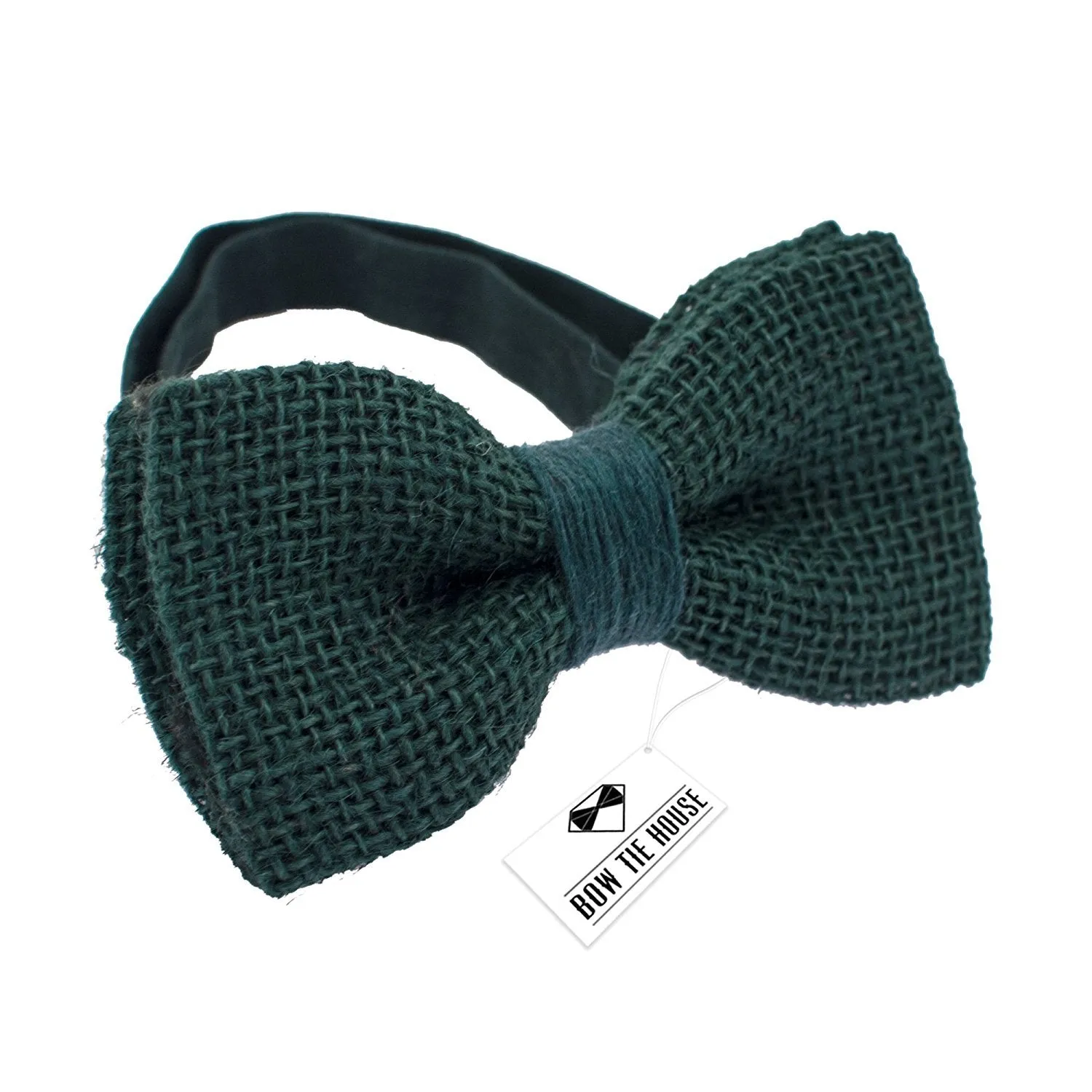 Burlap Rustic Green Bow Tie
