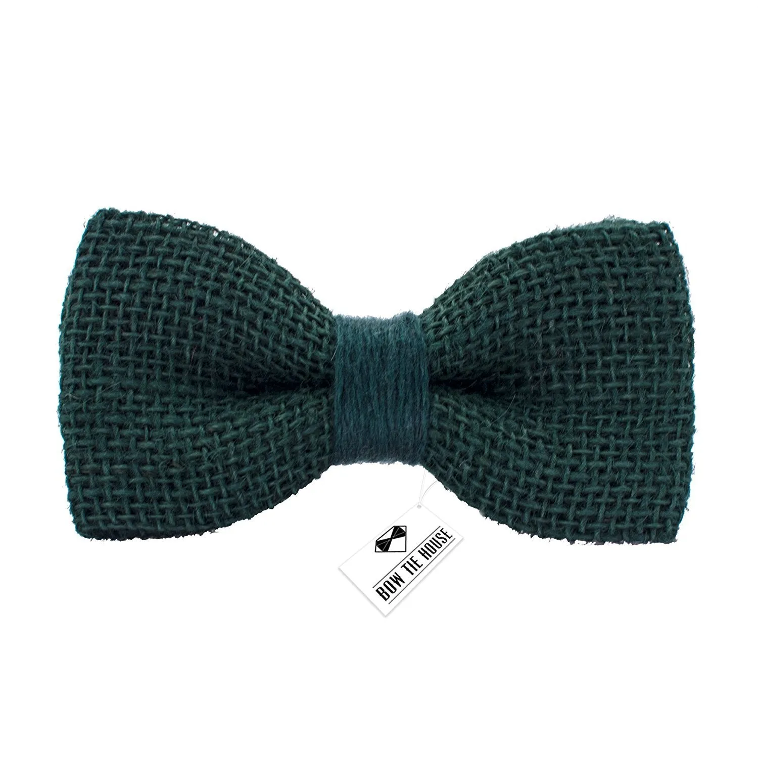 Burlap Rustic Green Bow Tie