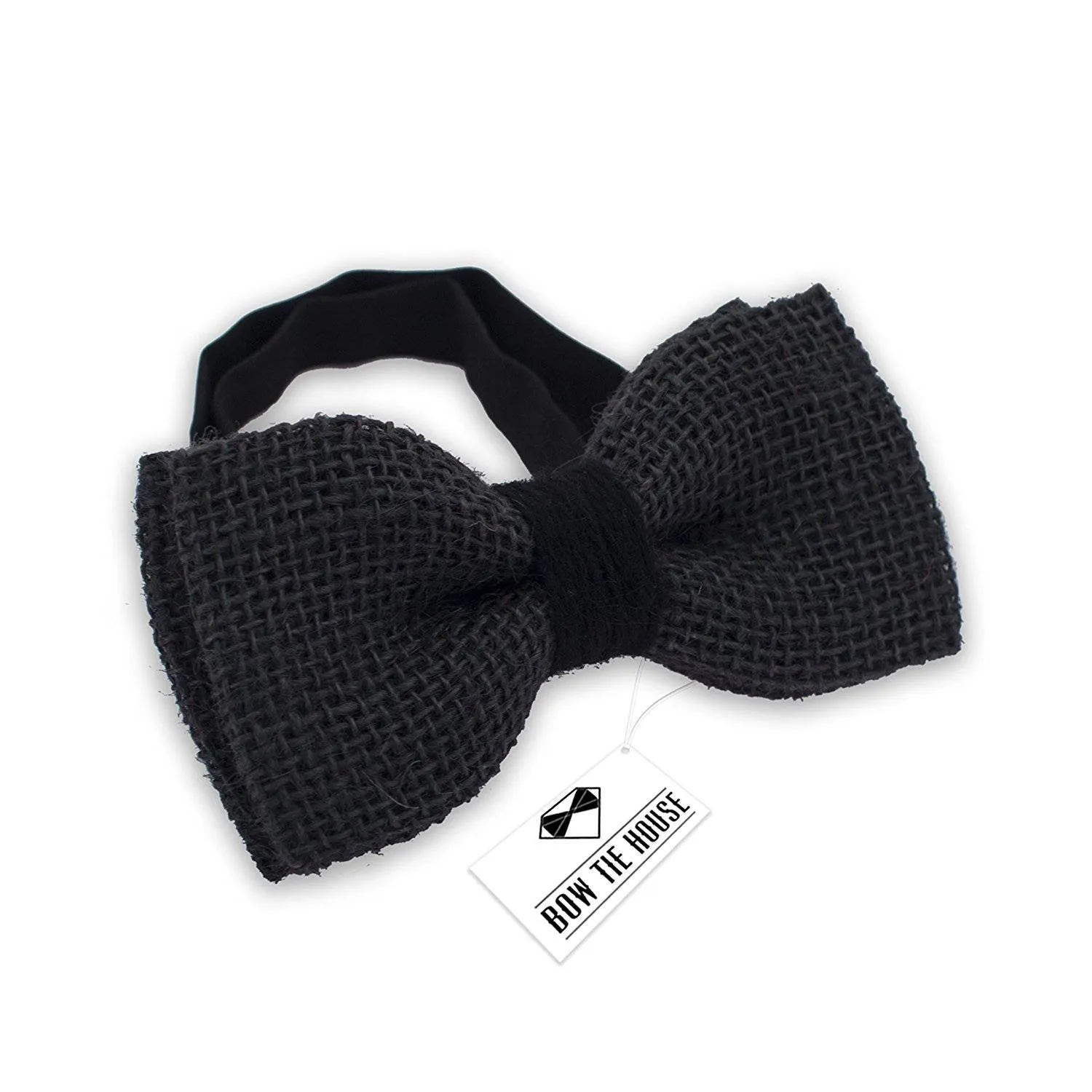 Burlap Rustic Grey Bow Tie