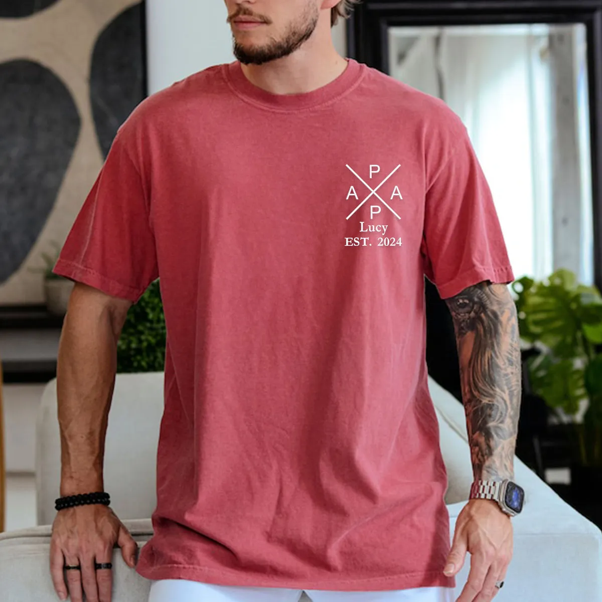Custom Comfort Color® Embroidered Best Papa Shirt