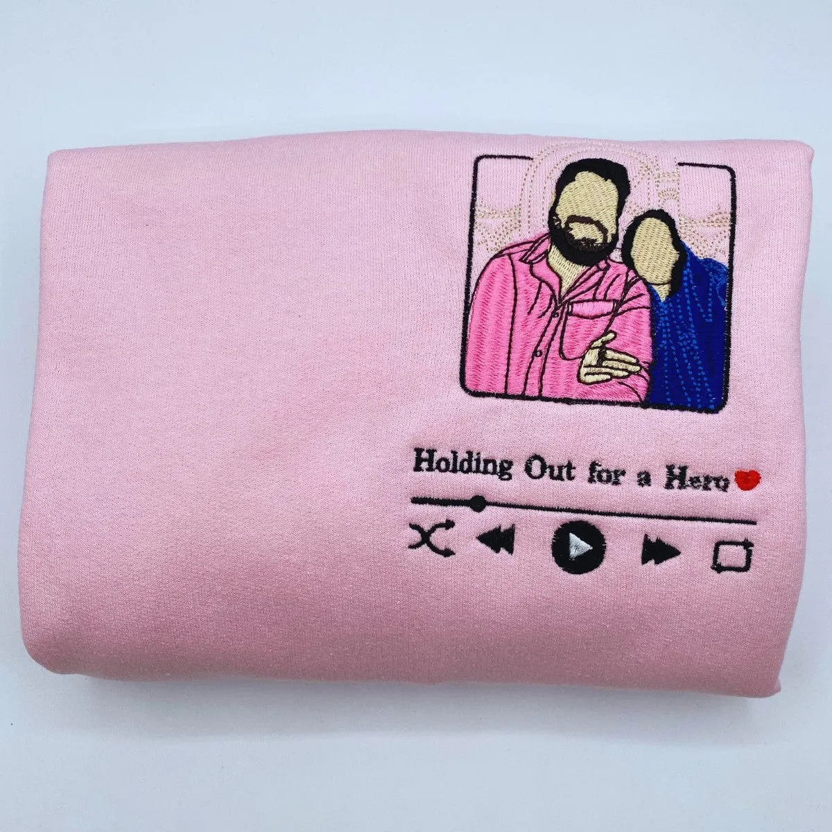 Custom Favorite Song with Your Photo Portrait Sweatshirt or Hoodie, Embroidered Gift for Him Her