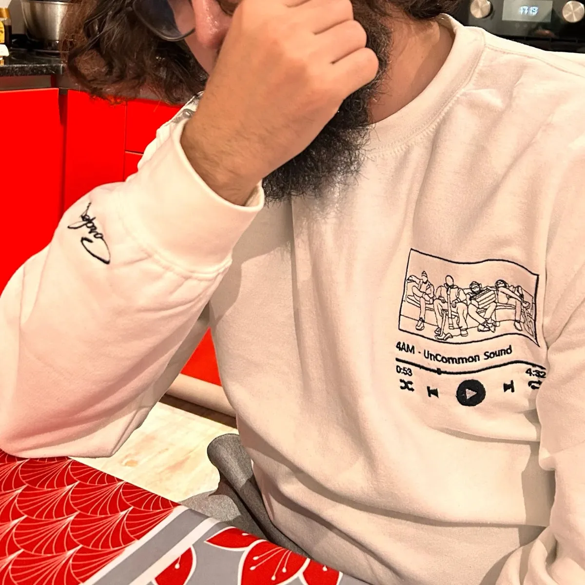 Custom Favorite Song with Your Photo Portrait Sweatshirt or Hoodie, Embroidered Gift for Him Her