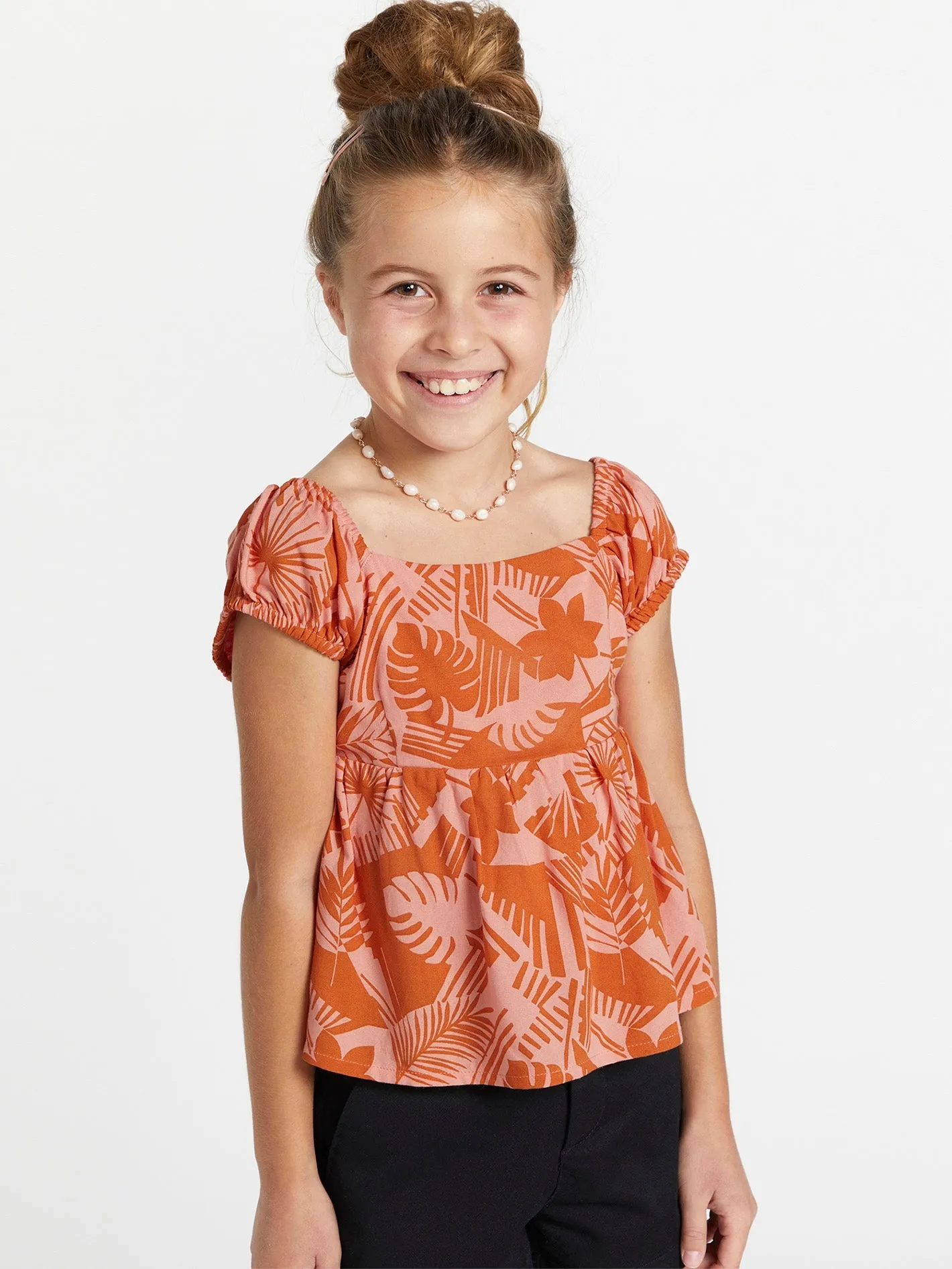 Girls Off Tropic Top - Burnt Sienna