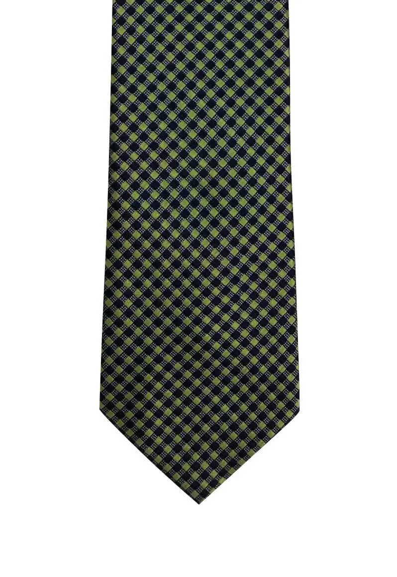 Green Blue Small Checkered Traditional Tie