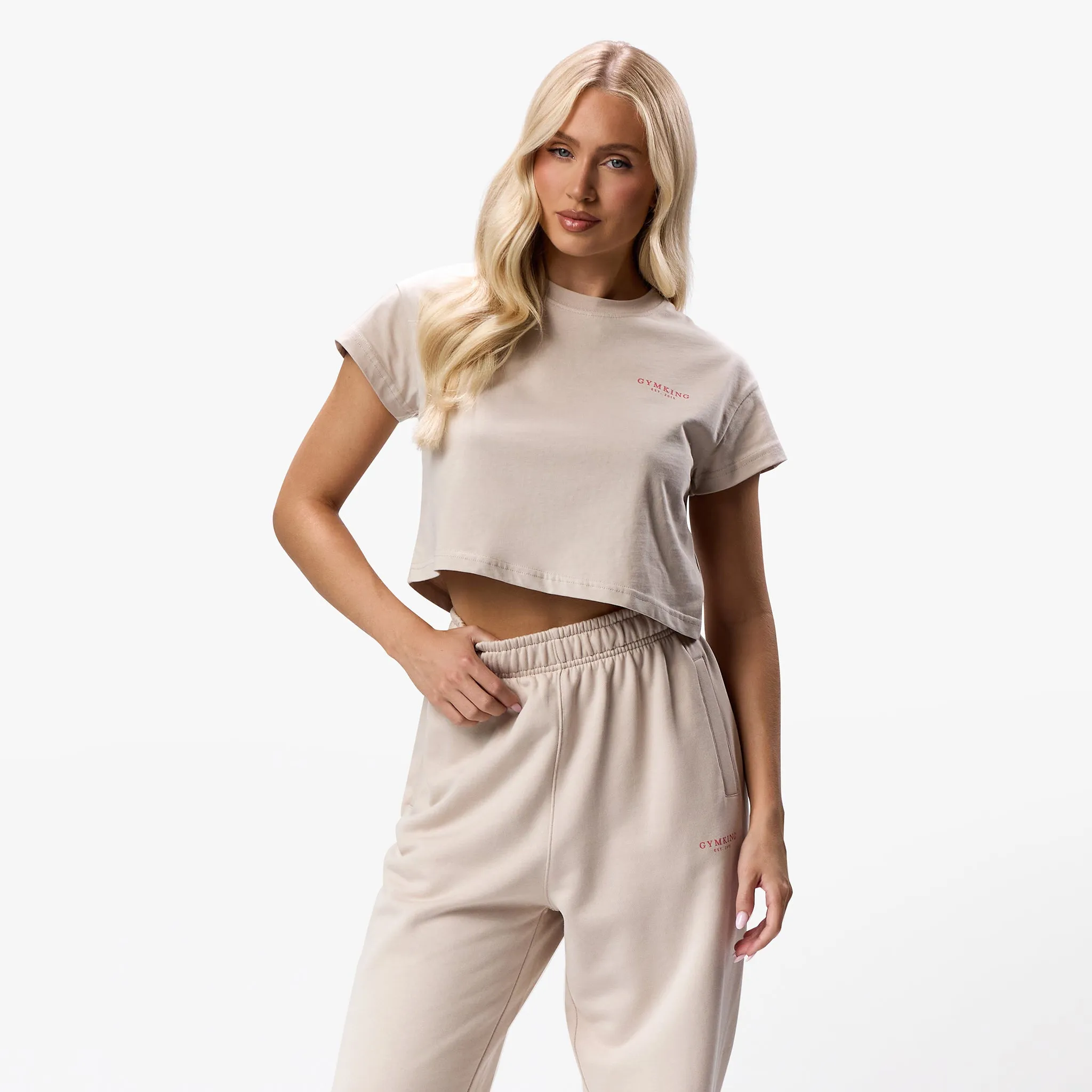 Gym King Established Cropped Tee - Clay