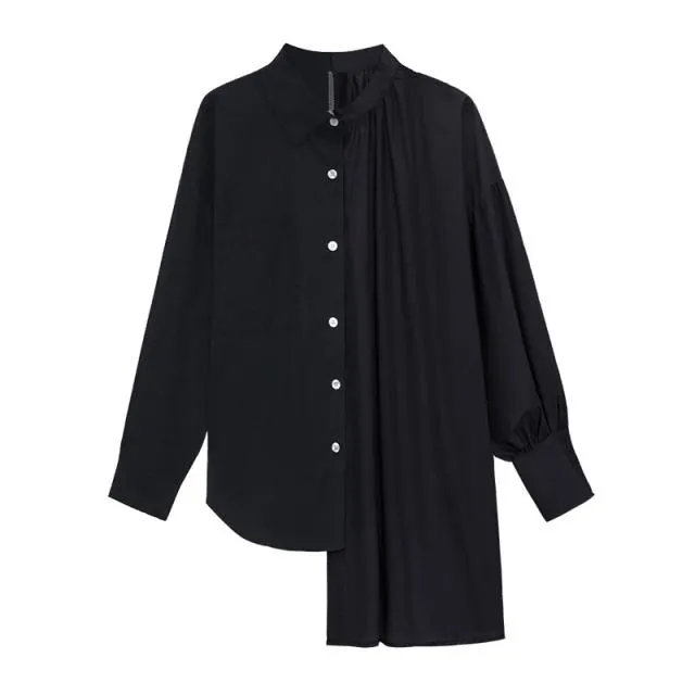 Hekima Two Tone Long Sleeve Irregular Shirt