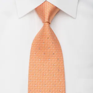 Indian Homme Men's Silk Tie Geometric On Orange Sparkling With Rhinestones