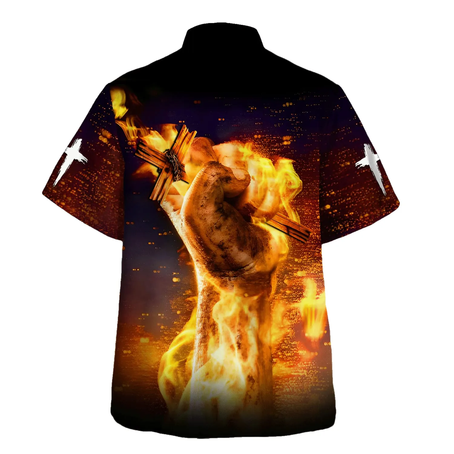 Jesus Is My Power Hand Holding Fire Hawaiian Shirt - Christian Hawaiian Shirt - Religious Hawaiian Shirts