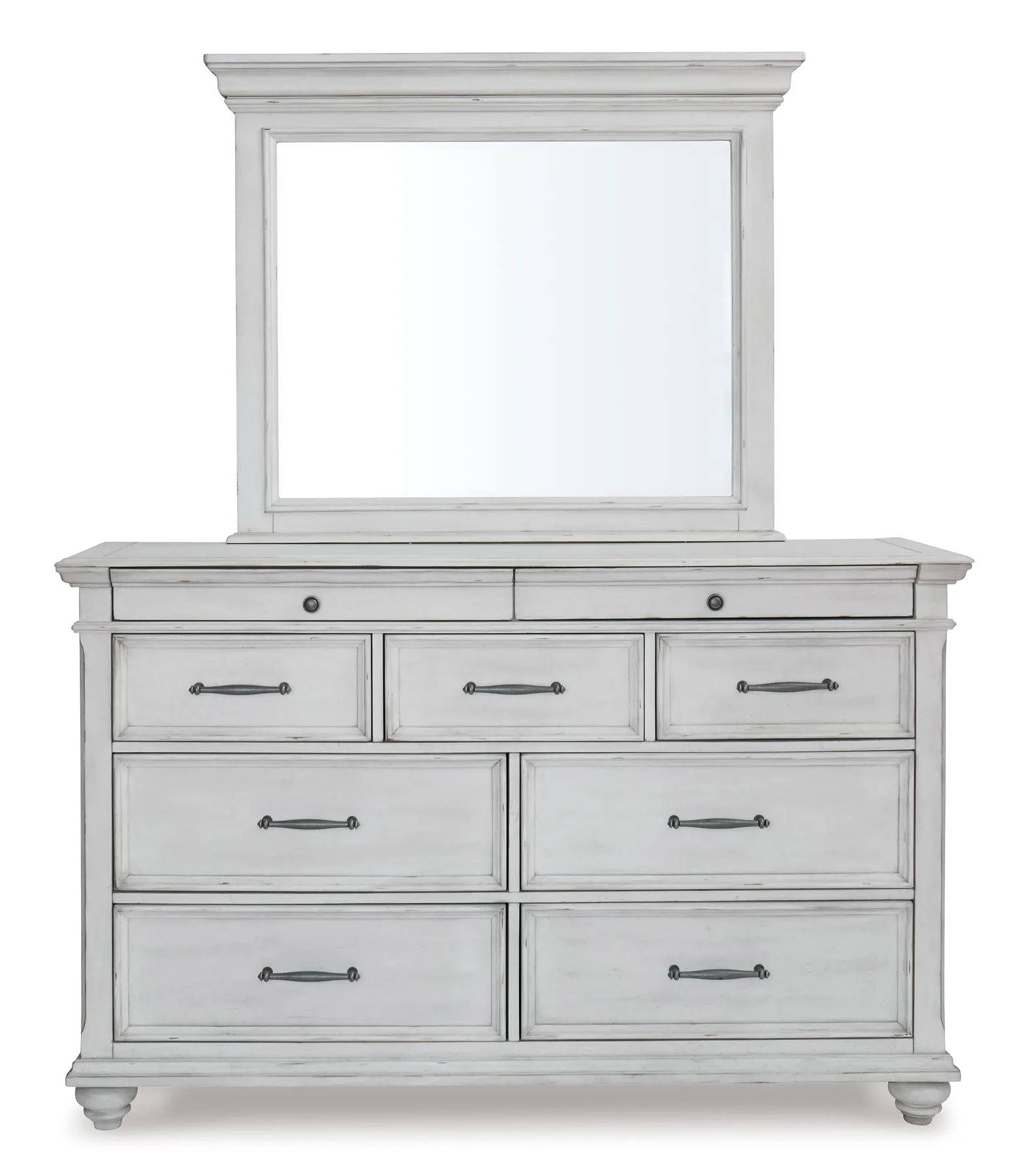 Kanwyn Queen Panel Bed with Storage with Mirrored Dresser and 2 Nightstands