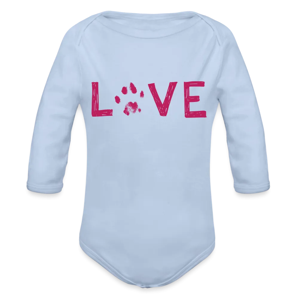 Love Pawprint Organic Long Sleeve Baby Bodysuit