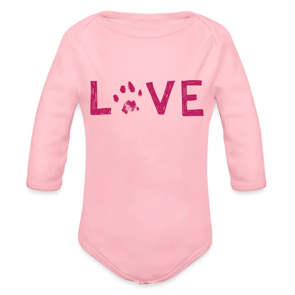 Love Pawprint Organic Long Sleeve Baby Bodysuit