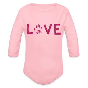 Love Pawprint Organic Long Sleeve Baby Bodysuit