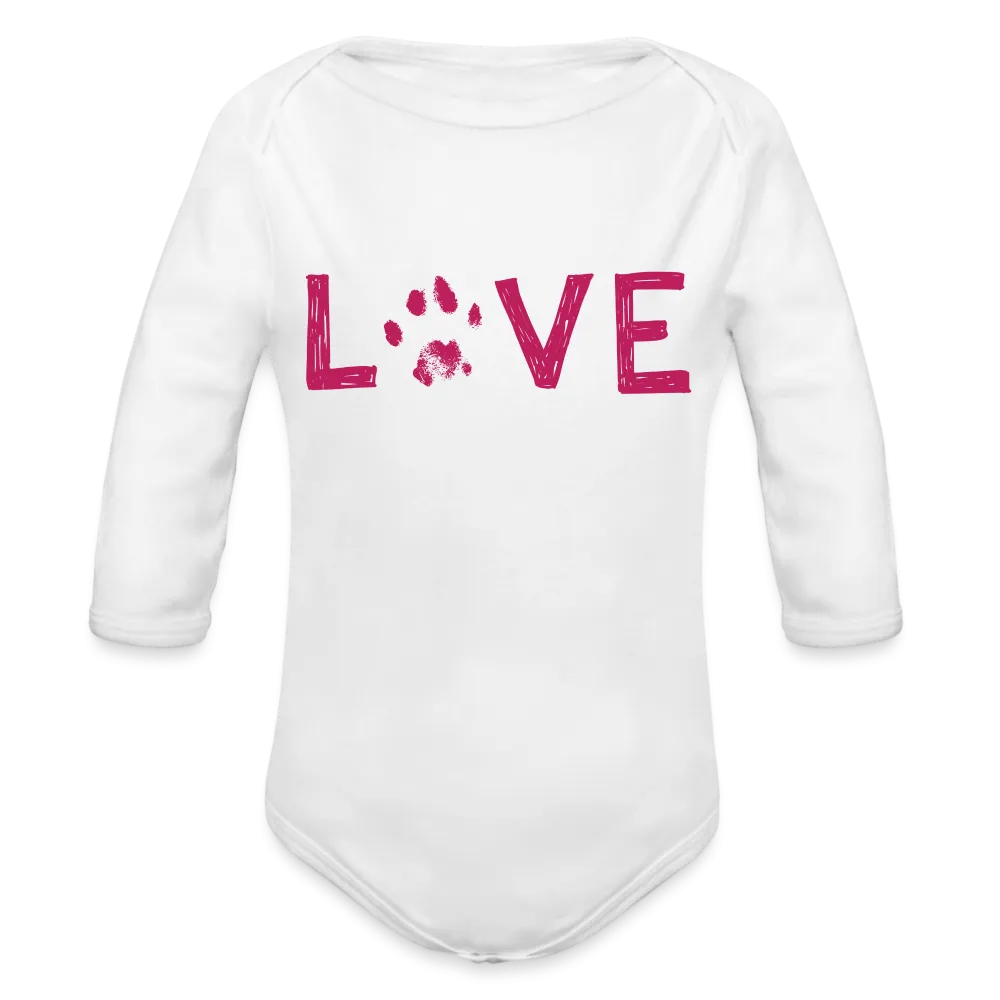 Love Pawprint Organic Long Sleeve Baby Bodysuit