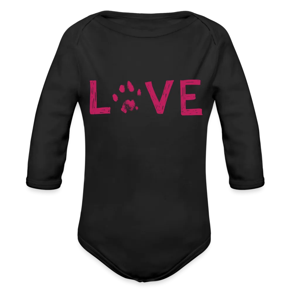 Love Pawprint Organic Long Sleeve Baby Bodysuit