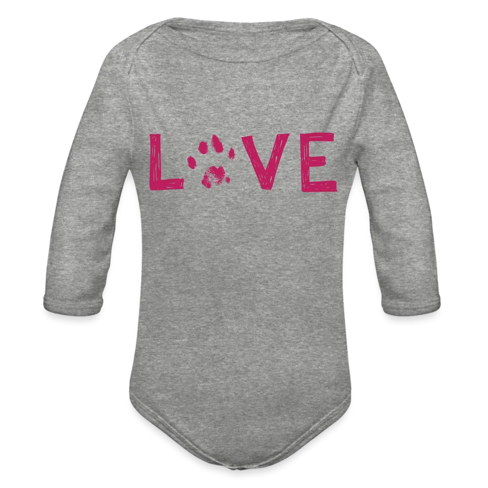 Love Pawprint Organic Long Sleeve Baby Bodysuit