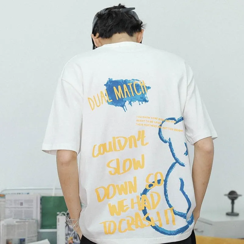 Men's Bear Letter Printed T-Shirt - Streetwear Harajuku