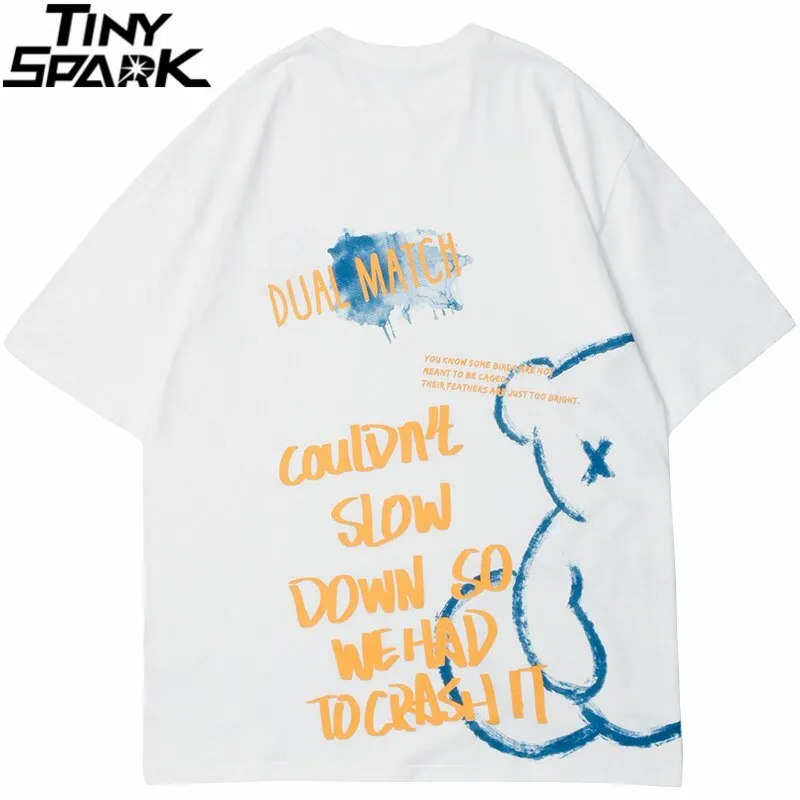 Men's Bear Letter Printed T-Shirt - Streetwear Harajuku