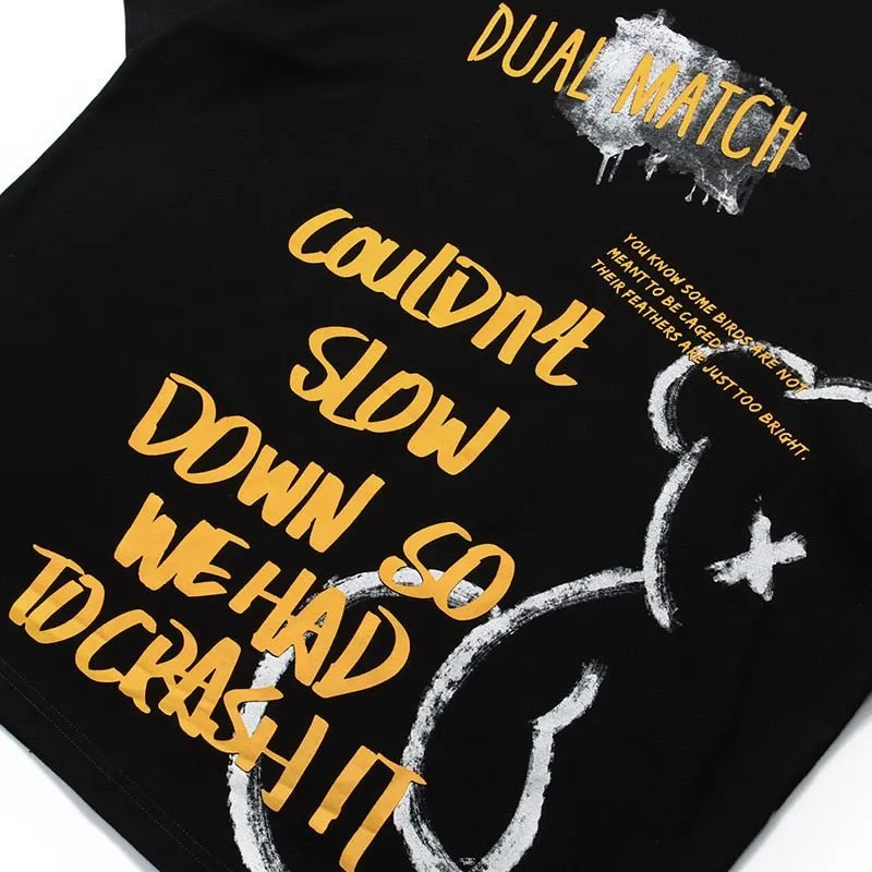 Men's Bear Letter Printed T-Shirt - Streetwear Harajuku