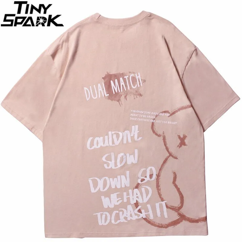 Men's Bear Letter Printed T-Shirt - Streetwear Harajuku