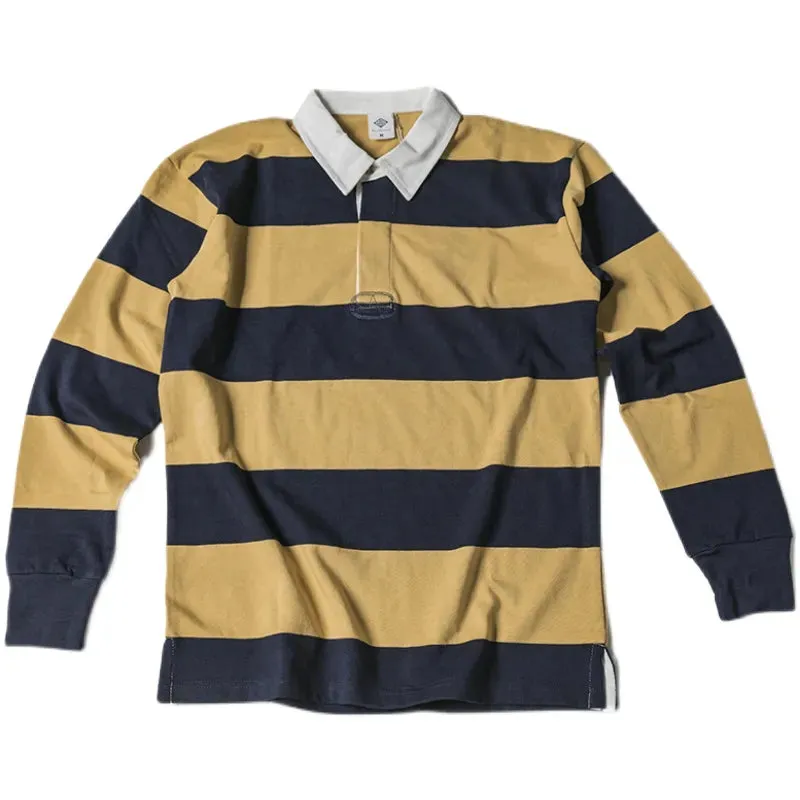 Men's Long Sleeve Polo Shirts Ivy Casual Stripes T-Shirts