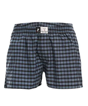 Men's Plaid Boxer, Stylish Denim Blue Comfy Made Cotton