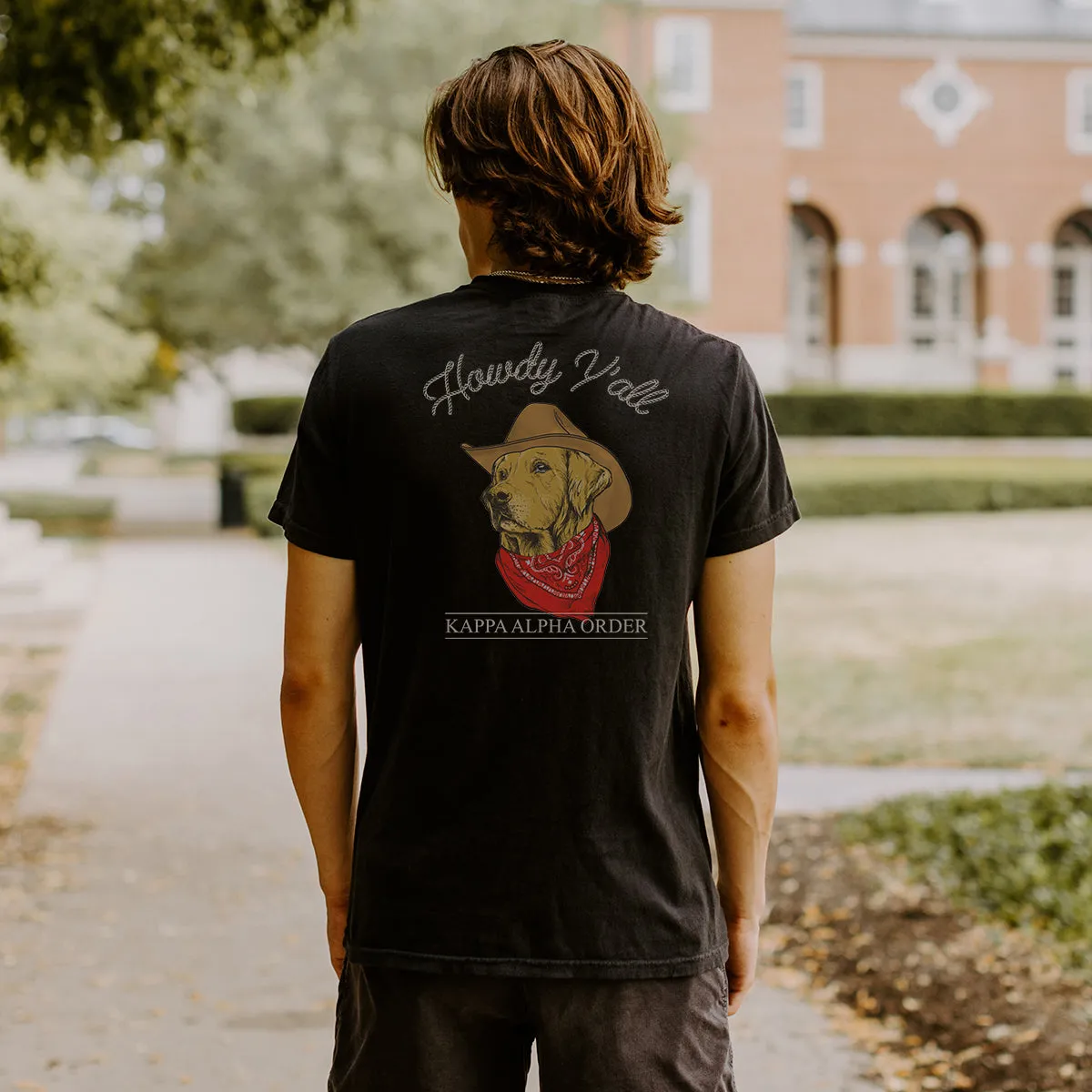 New! Kappa Alpha Comfort Colors Cowboy Retriever Black Short Sleeve Pocket Tee