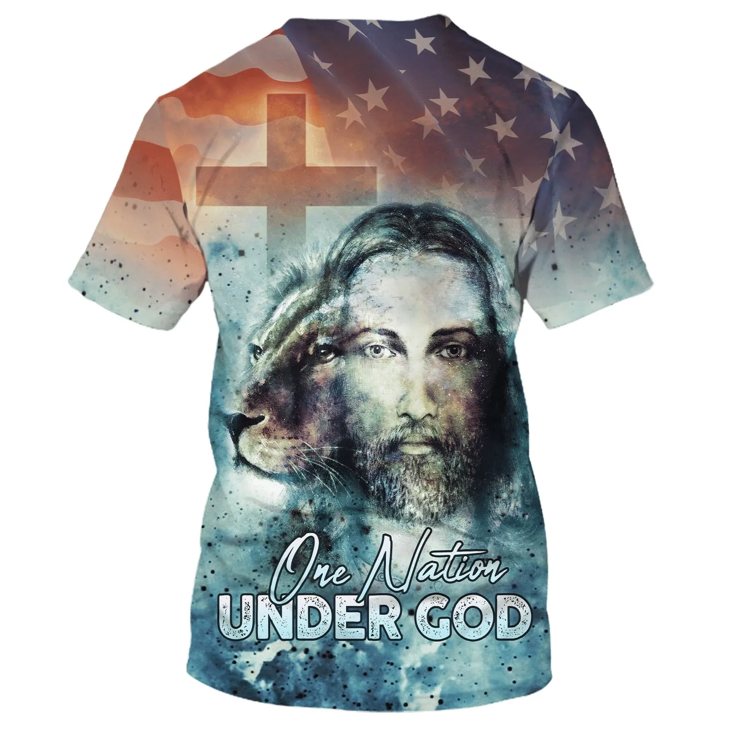One Nation Under God Jesus Lion And Cross 3D All Over Printed Shirt for Men and Women