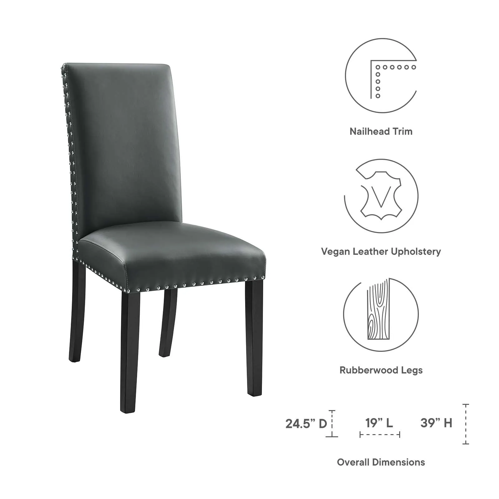 Parcel Dining Faux Leather Side Chair Gray EEI-1491-GRY
