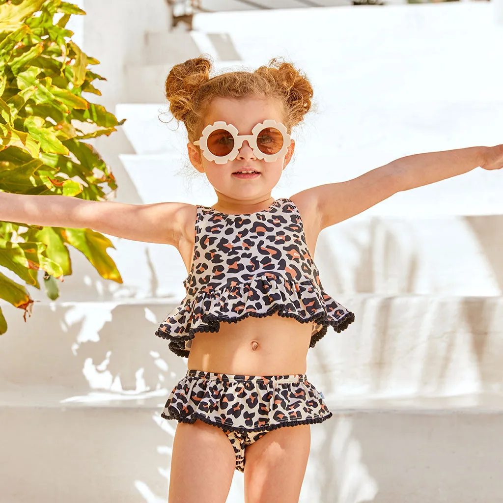 Posh Peanut Lana Leopard Ruffled Two Piece Tankini Set
