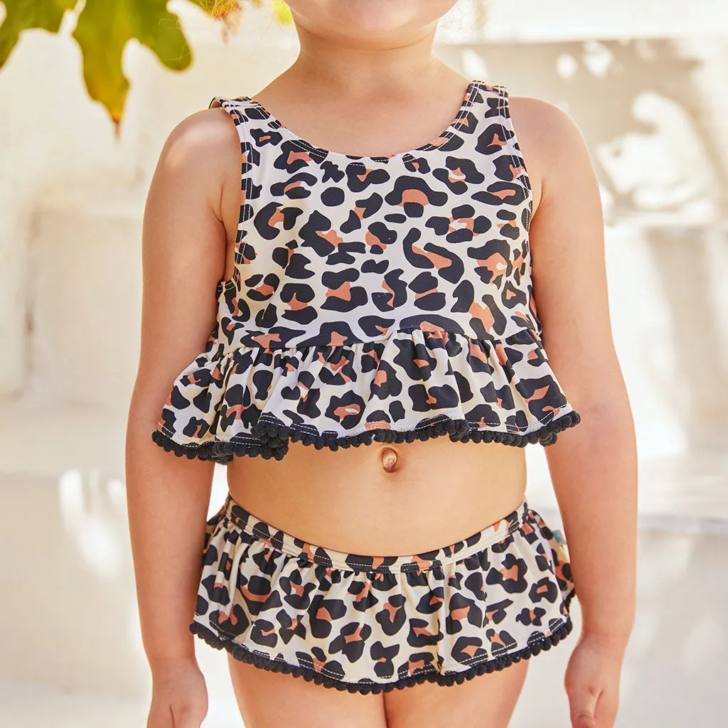 Posh Peanut Lana Leopard Ruffled Two Piece Tankini Set