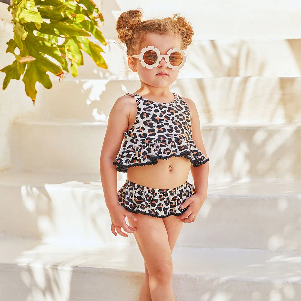 Posh Peanut Lana Leopard Ruffled Two Piece Tankini Set