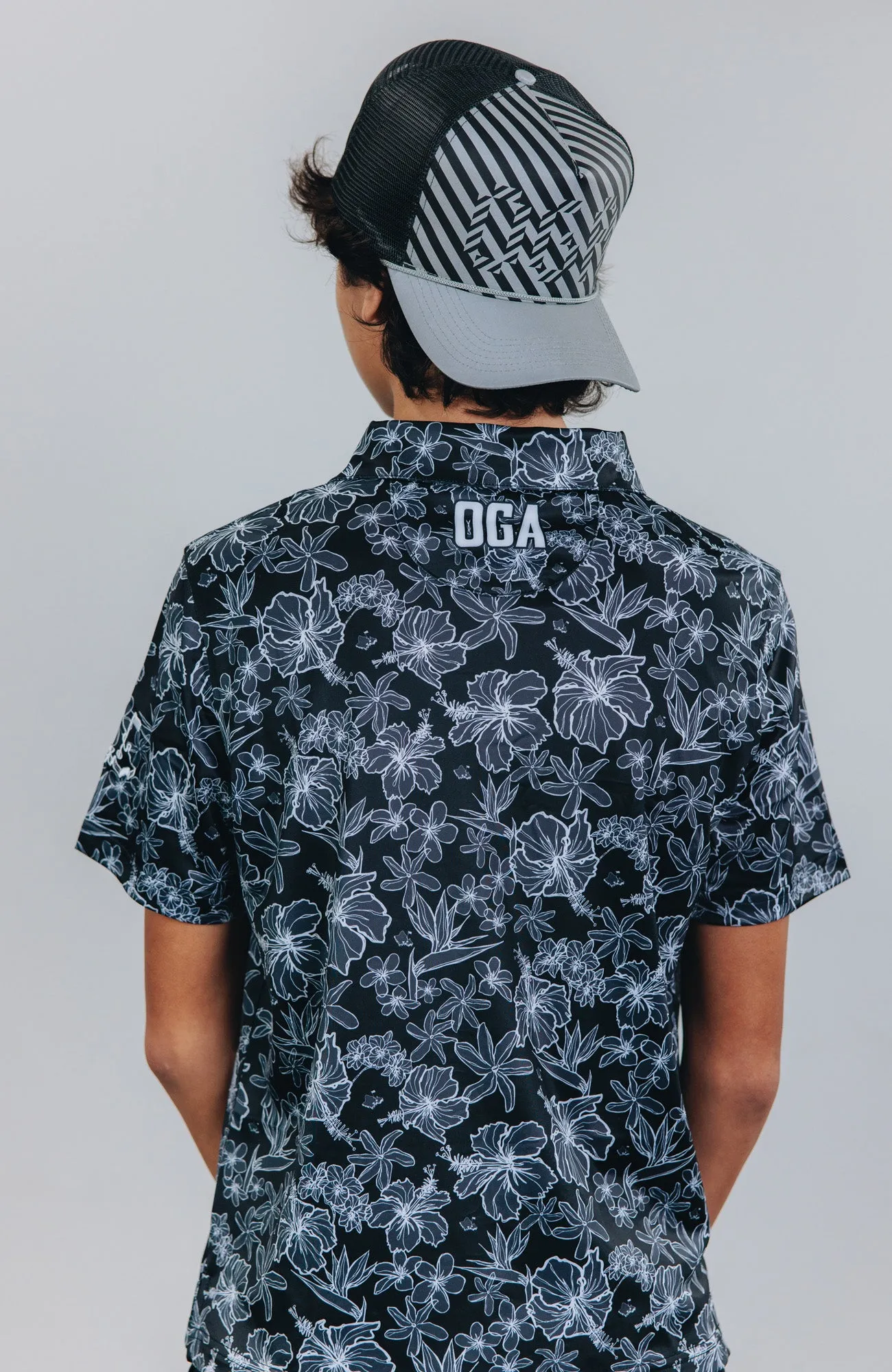 "Small Kine Sketchy Onyx" - OGA Youth Polo - Onyx Black