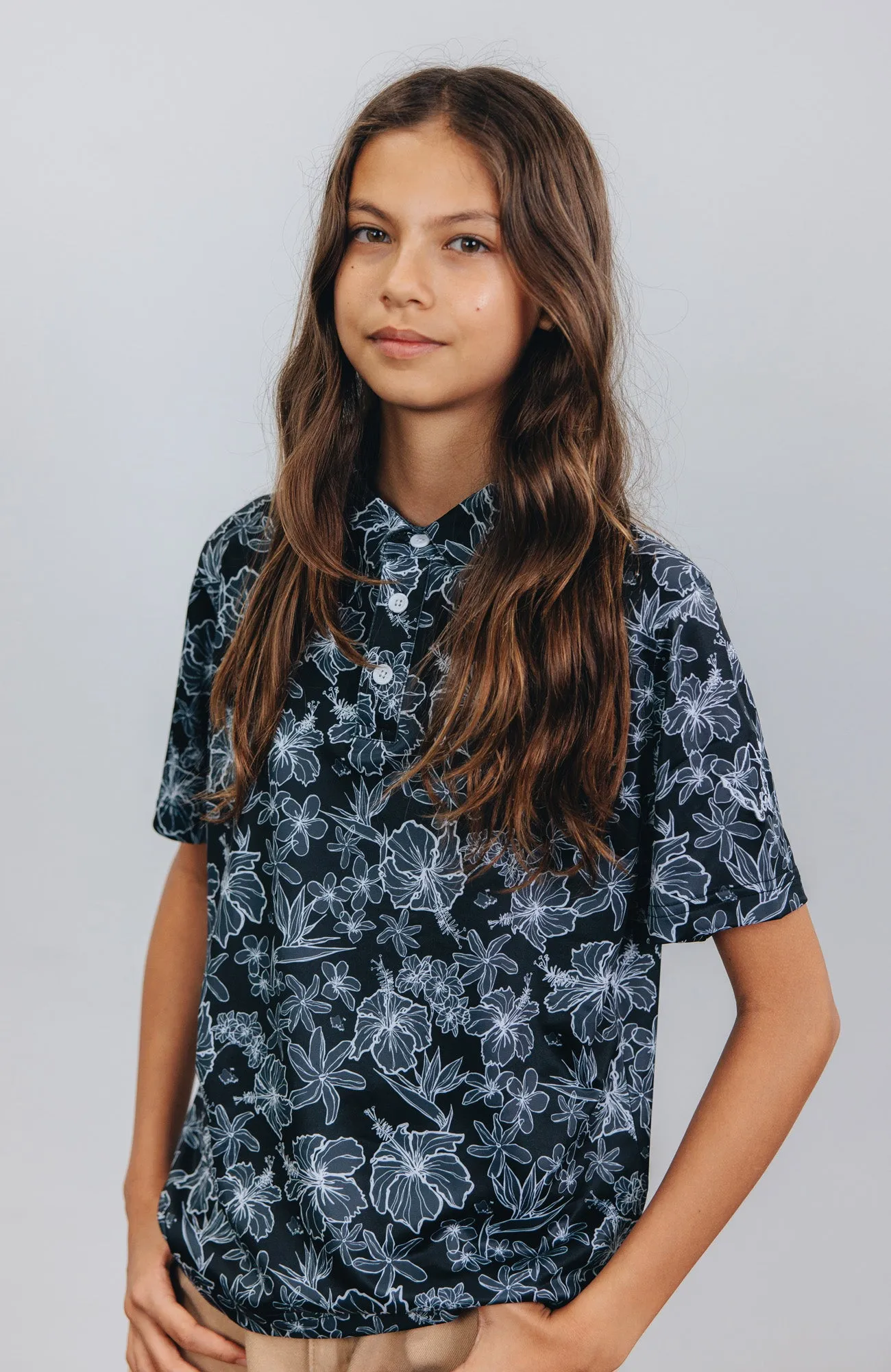 "Small Kine Sketchy Onyx" - OGA Youth Polo - Onyx Black