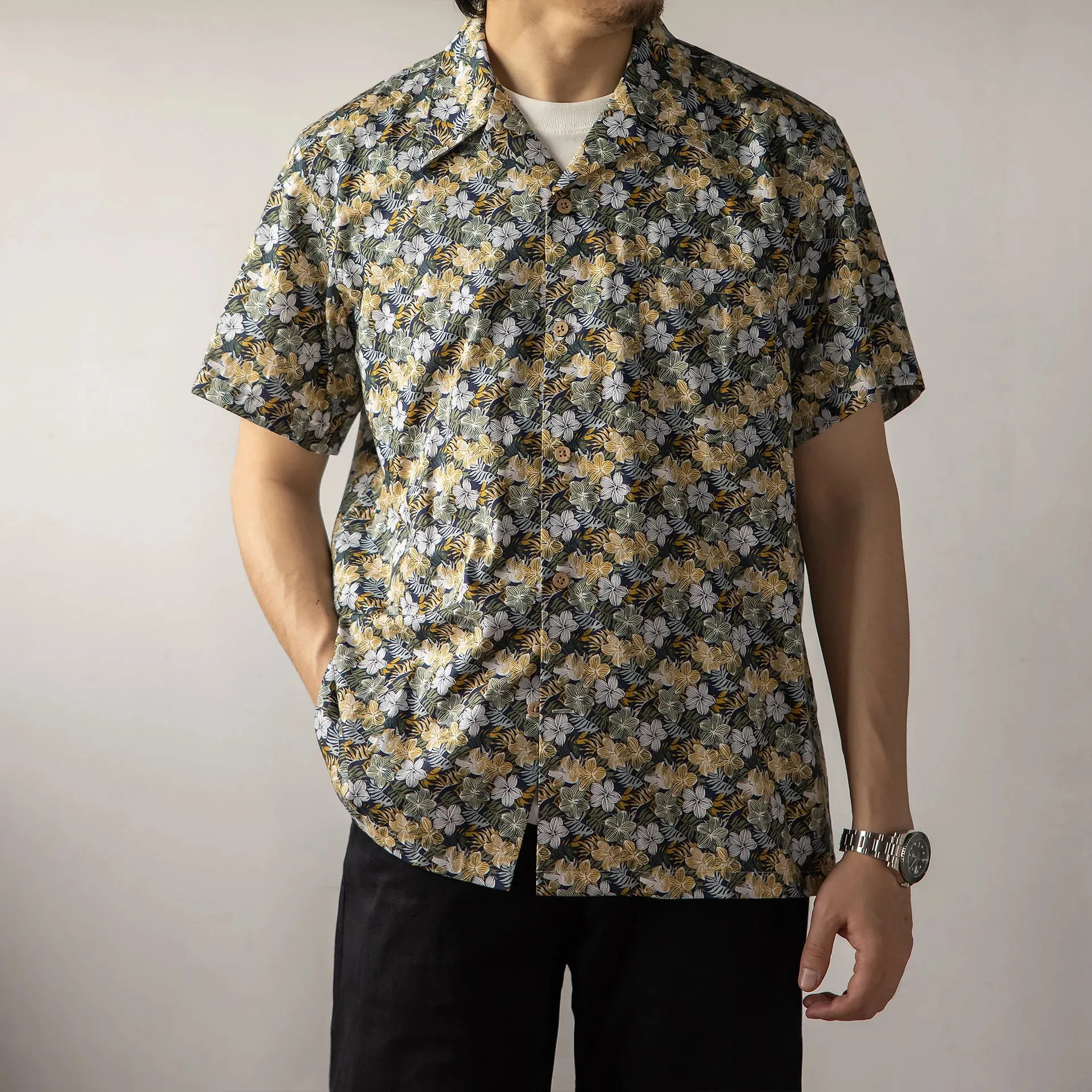 Red Tornado Floral Aloha Shirts For Men - 100% Cotton Beach Hawaiian Shirt