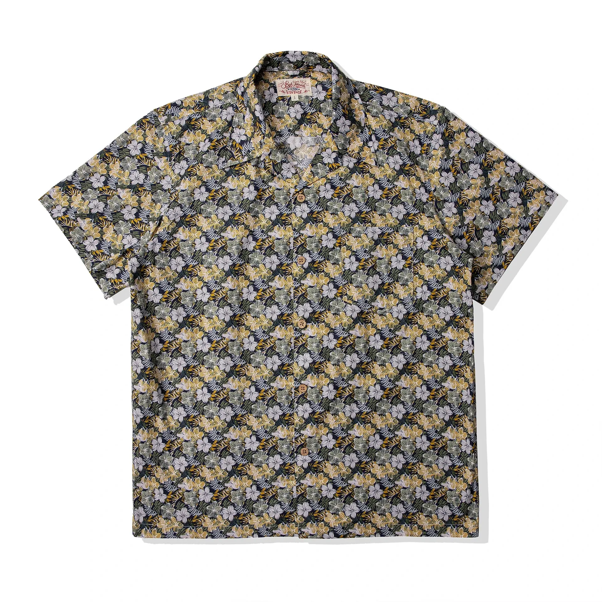 Red Tornado Floral Aloha Shirts For Men - 100% Cotton Beach Hawaiian Shirt