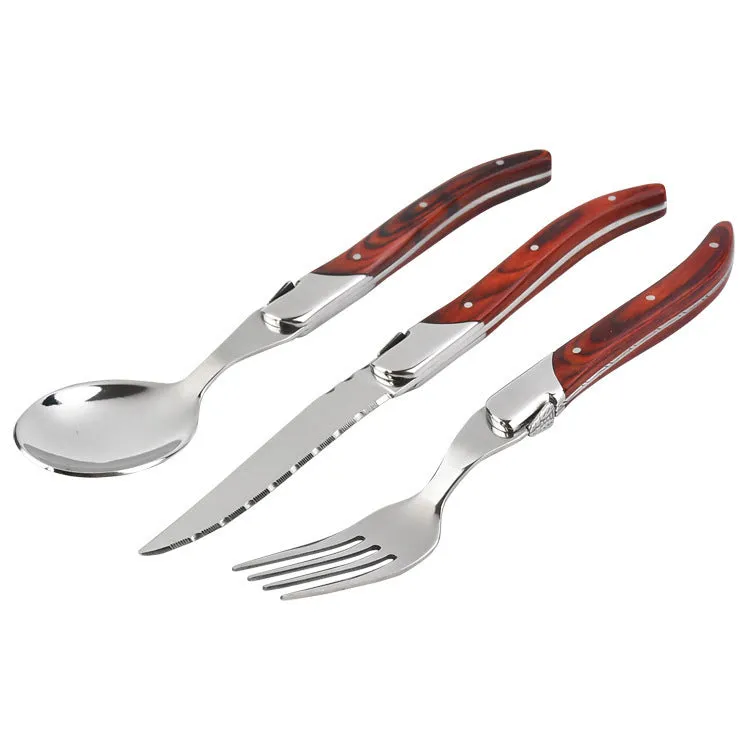 Red Wooden Handle Steak Steak Main Knife and Fork Western Tableware Knife and Fork Factory