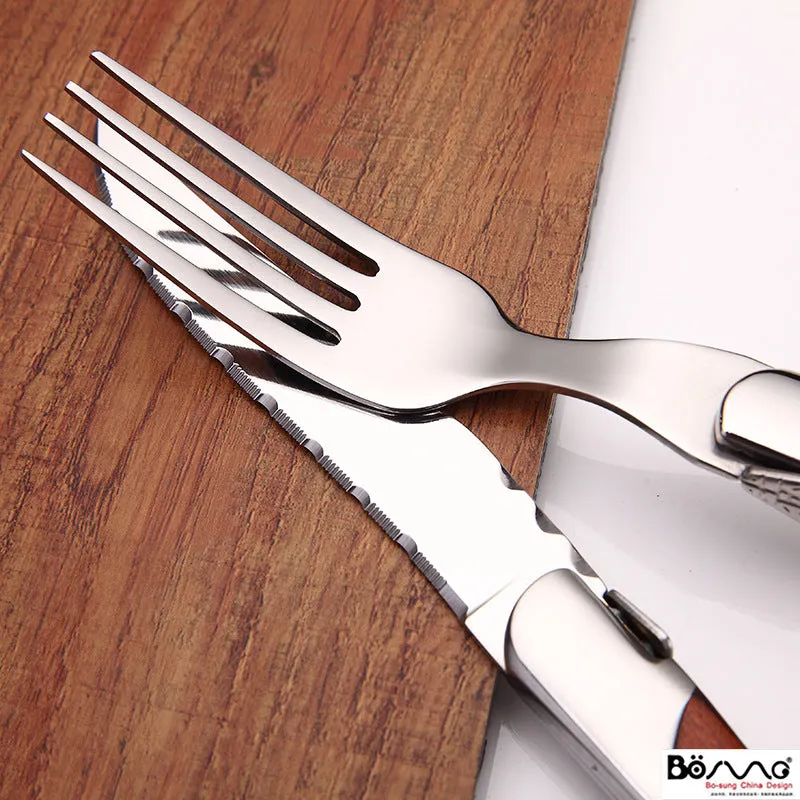 Red Wooden Handle Steak Steak Main Knife and Fork Western Tableware Knife and Fork Factory