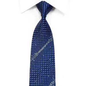 Renoma Rhinestone Silk Tie Blue Geometric On Navy With Sparkles