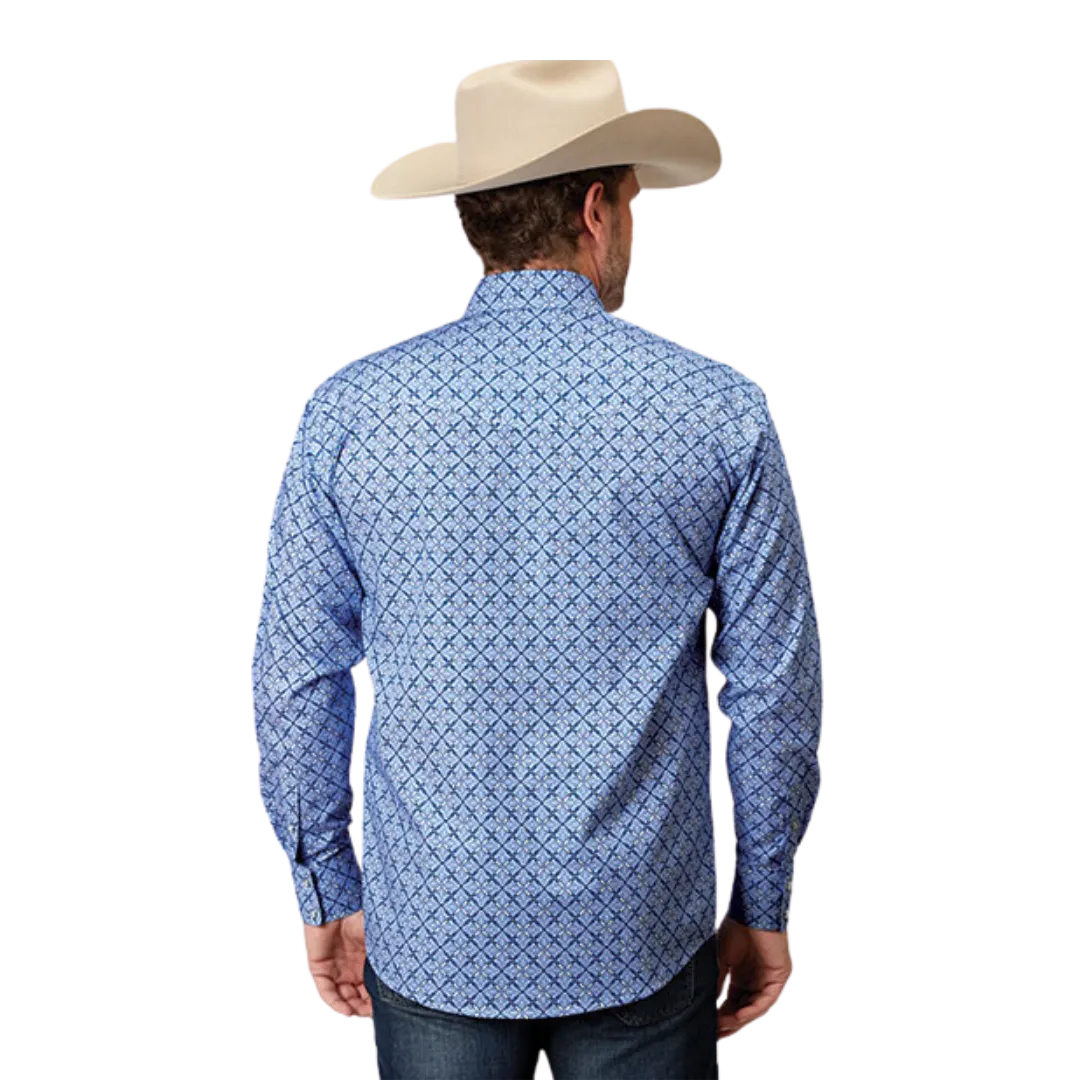 Roper Men's Snap Allover Blue Shirt