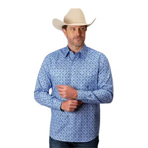 Roper Men's Snap Allover Blue Shirt