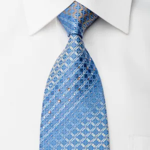 Royal Rhinestone Tie Trellis On Blue With Silver Sparkles