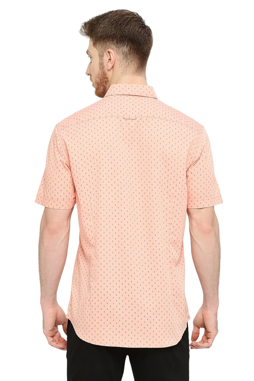 Slim Fit Cotton Polyester Cavalry Printed Halfsleeves Shirt